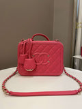 Chanel Filigree Vanity Case Pink Caviar