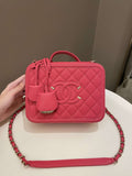Chanel Filigree Vanity Case Pink Caviar