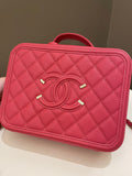 Chanel Filigree Vanity Case Pink Caviar