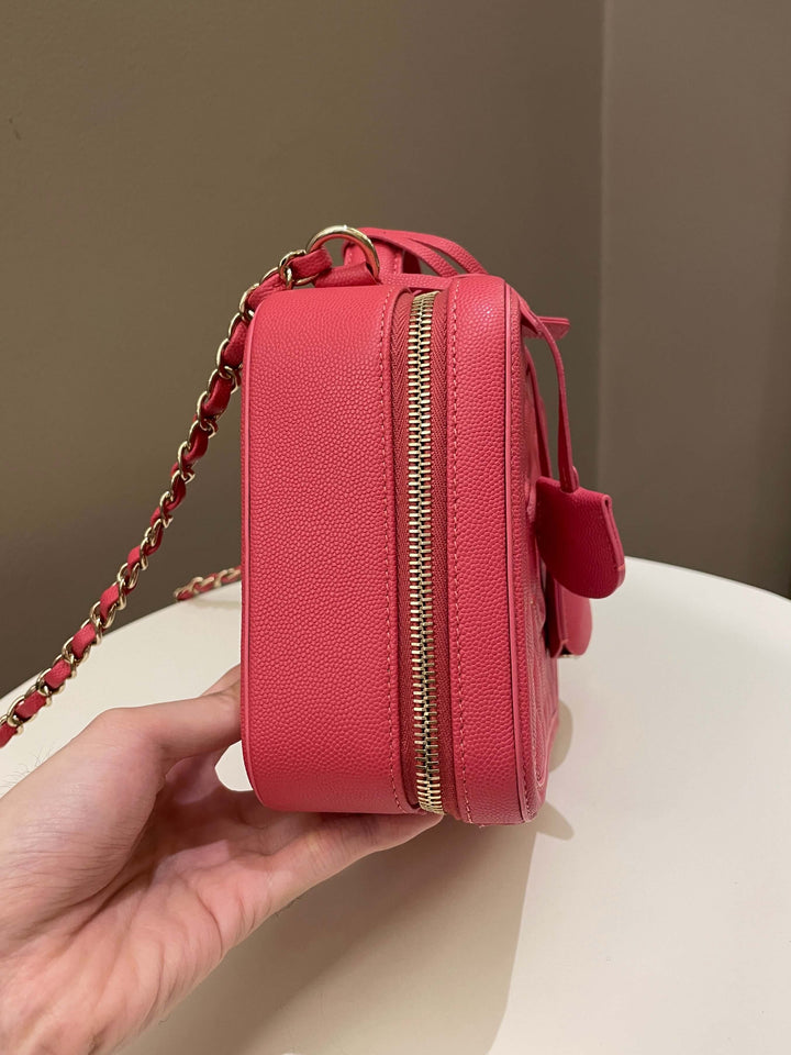 Chanel Filigree Vanity Case Pink Caviar