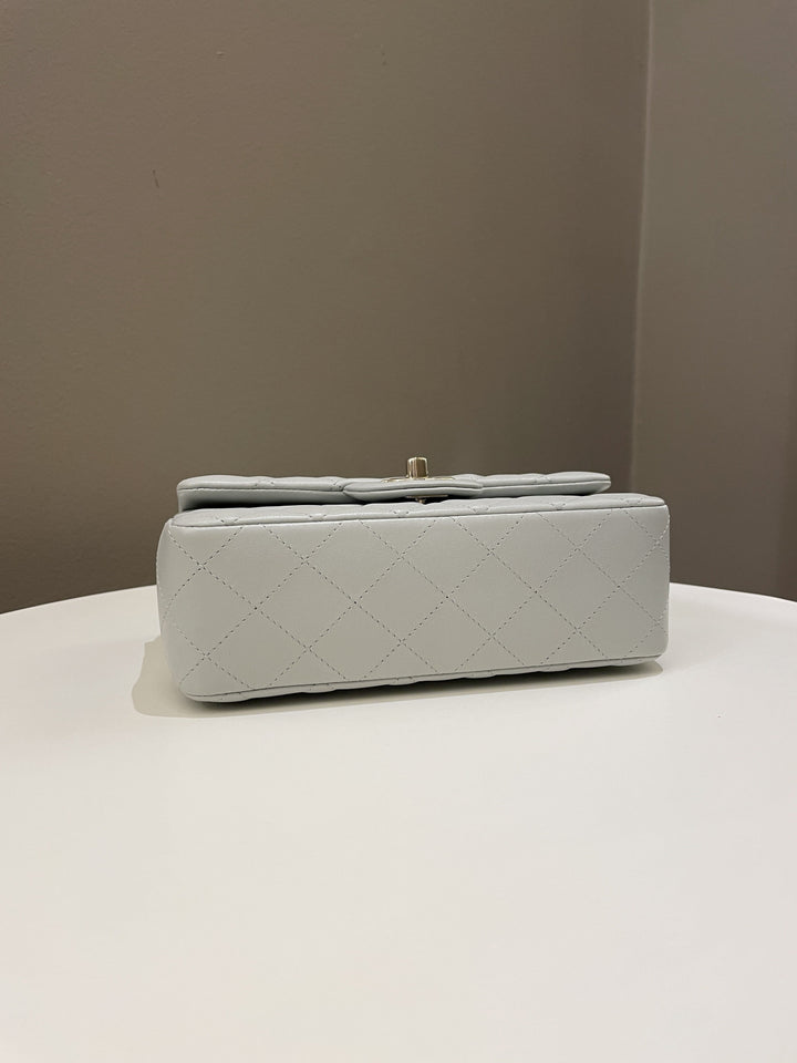Chanel Classic Quilted Mini Rectangular Light Grey Lambskin