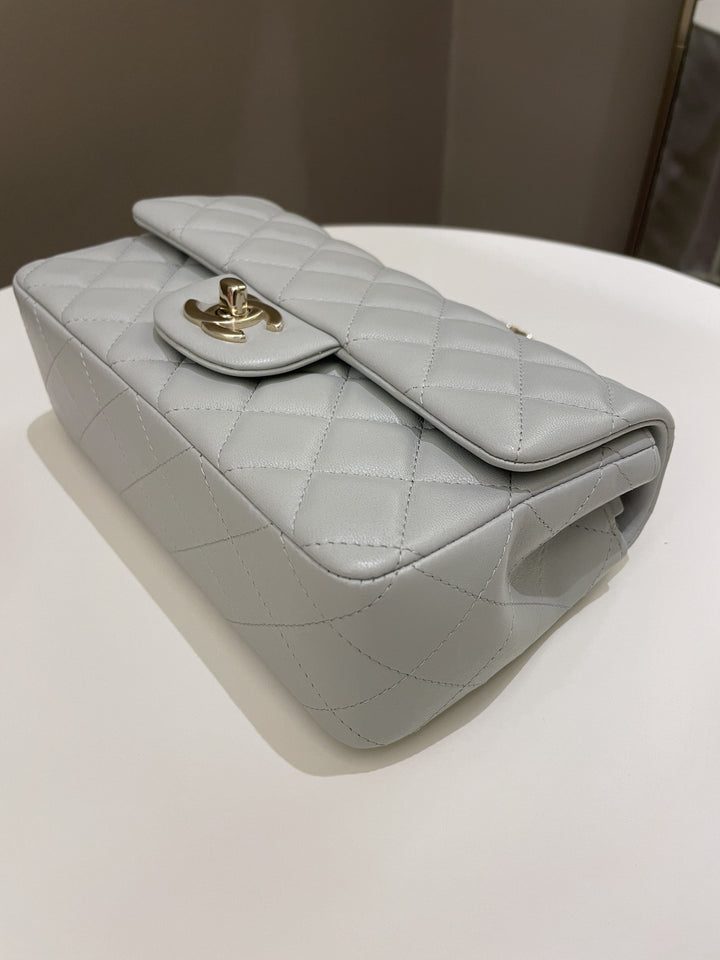 Chanel Classic Quilted Mini Rectangular Light Grey Lambskin