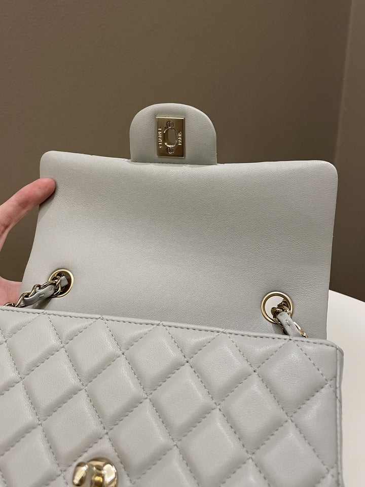 Chanel Classic Quilted Mini Rectangular Light Grey Lambskin