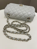 Chanel Classic Quilted Mini Rectangular Light Grey Lambskin