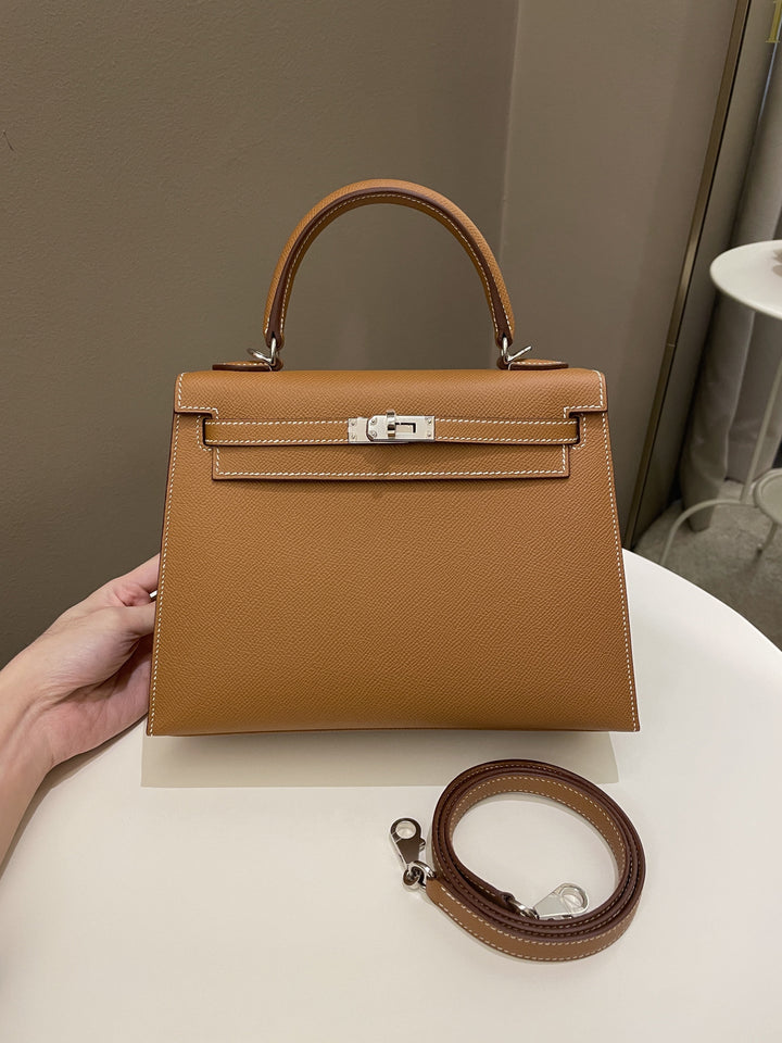 Hermes Kelly Sellier 25 Gold Epsom