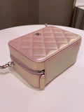 Chanel 21K Quilted Camera Sling Bag Iridescent Pink Calfskin