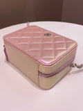 Chanel 21K Quilted Camera Sling Bag Iridescent Pink Calfskin