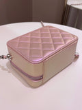 Chanel 21K Quilted Camera Sling Bag Iridescent Pink Calfskin