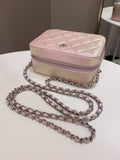Chanel 21K Quilted Camera Sling Bag Iridescent Pink Calfskin