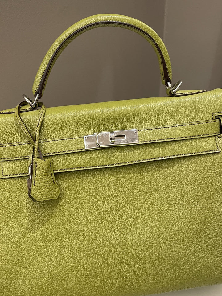 Hermes Kelly Retourne 32 Vert Anis Chèvre