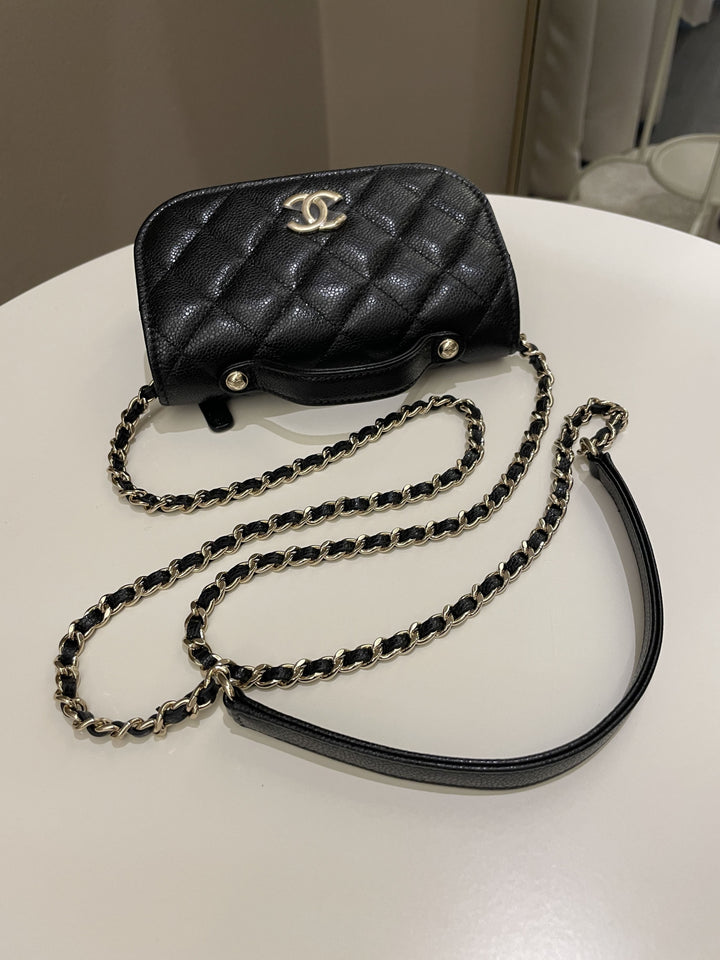 Chanel Business Affinity Clutch On Chain Black Caviar