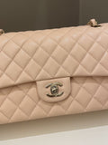 Chanel Classic Quilted Medium Double Flap Beige Peach Caviar