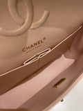 Chanel Classic Quilted Medium Double Flap Beige Peach Caviar