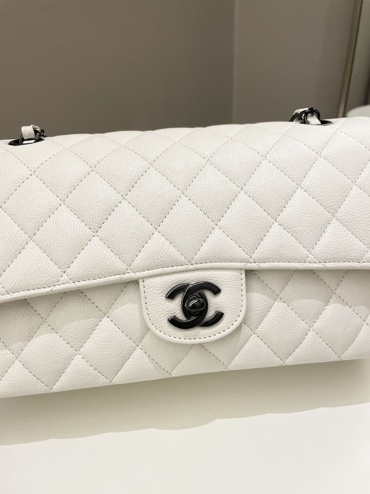 Chanel Classic Quilted Medium Double Flap Ivory Calf