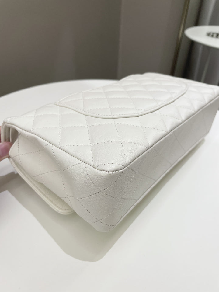 Chanel Classic Quilted Medium Double Flap Ivory Calf