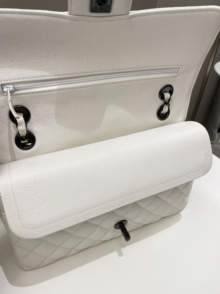 Chanel Classic Quilted Medium Double Flap Ivory Calf