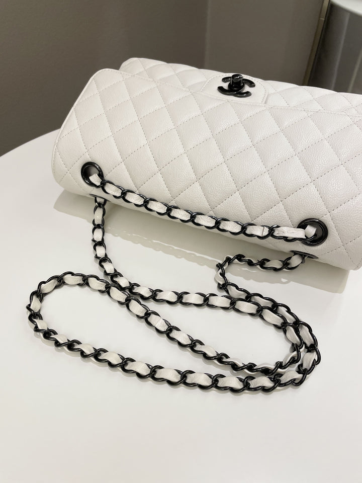 Chanel Classic Quilted Medium Double Flap Ivory Calf