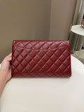 Chanel Quilted Timeless Flap Clutch Bag Burgundy Caviar