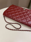 Chanel Quilted Timeless Flap Clutch Bag Burgundy Caviar