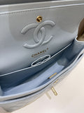 Chanel 22P Classic Quilted Small Double Flap Light Blue Caviar