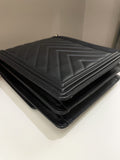 Chanel Chevron North South Boy Black Stiff Lambskin