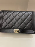 Chanel Quilted Boy Wallet On Chain Black Caviar