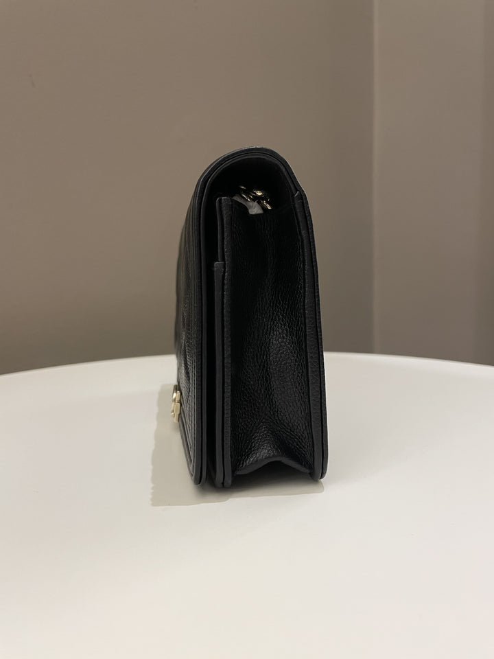 Chanel Quilted Boy Wallet On Chain Black Caviar