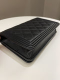Chanel Quilted Boy Wallet On Chain Black Caviar