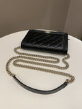 Chanel Quilted Boy Wallet On Chain Black Caviar