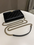 Chanel Quilted Boy Wallet On Chain Black Caviar