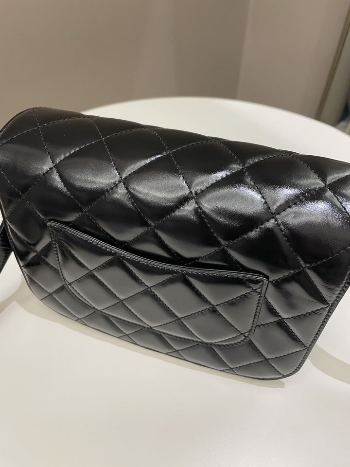 Chanel CC Mini Messenger Bag Black Coated Calfskin / Suede
