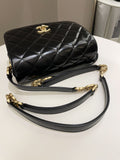 Chanel CC Mini Messenger Bag Black Coated Calfskin / Suede