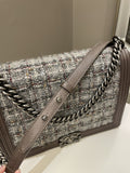 Chanel Quilted Boy Large Toffee Caviar / Tweed