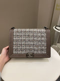 Chanel Quilted Boy Large Toffee Caviar / Tweed