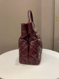 Chanel Quilted CC Portobello Tote Burgundy Distressed Leather