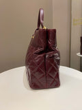 Chanel Quilted CC Portobello Tote Burgundy Distressed Leather