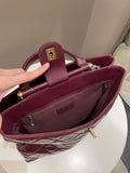 Chanel Quilted CC Portobello Tote Burgundy Distressed Leather