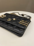 Chanel Coco Pearl Signature Wallet on Chain Black Lambskin
