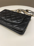 Chanel Coco Pearl Signature Wallet on Chain Black Lambskin