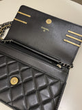 Chanel Coco Pearl Signature Wallet on Chain Black Lambskin