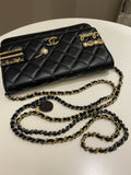 Chanel Coco Pearl Signature Wallet on Chain Black Lambskin