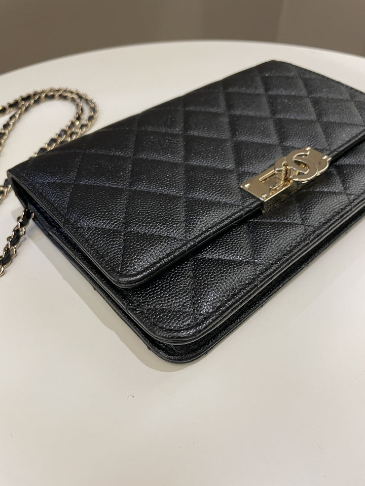 Chanel Golden Class Wallet On Chain Black Caviar
