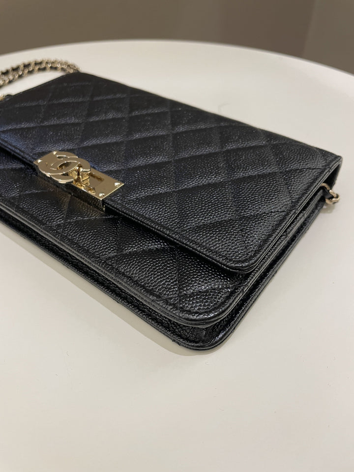 Chanel Golden Class Wallet On Chain Black Caviar