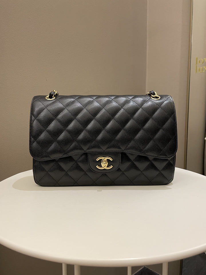 Chanel Classic Quilted Jumbo Double Flap Black Caviar