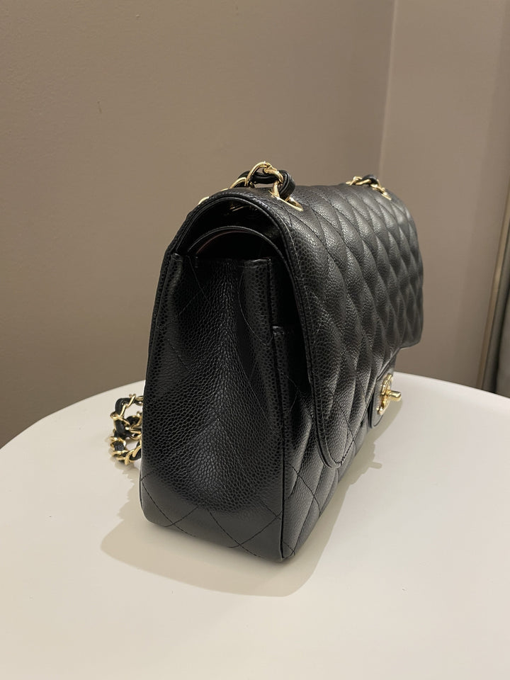 Chanel Classic Quilted Jumbo Double Flap Black Caviar