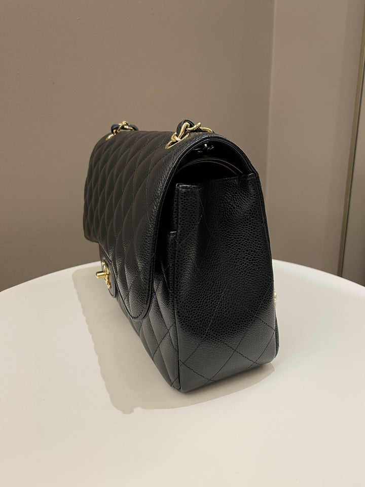Chanel Classic Quilted Jumbo Double Flap Black Caviar