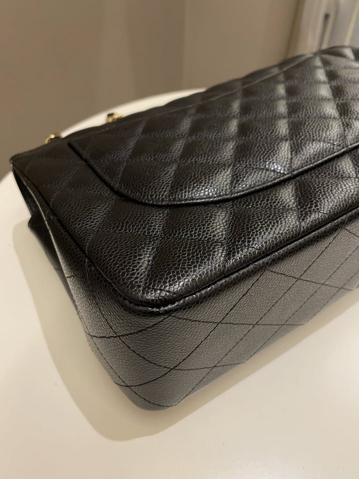 Chanel Classic Quilted Jumbo Double Flap Black Caviar