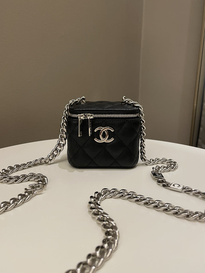 Chanel Quilted Coco Mini Vanity Cube Black Caviar