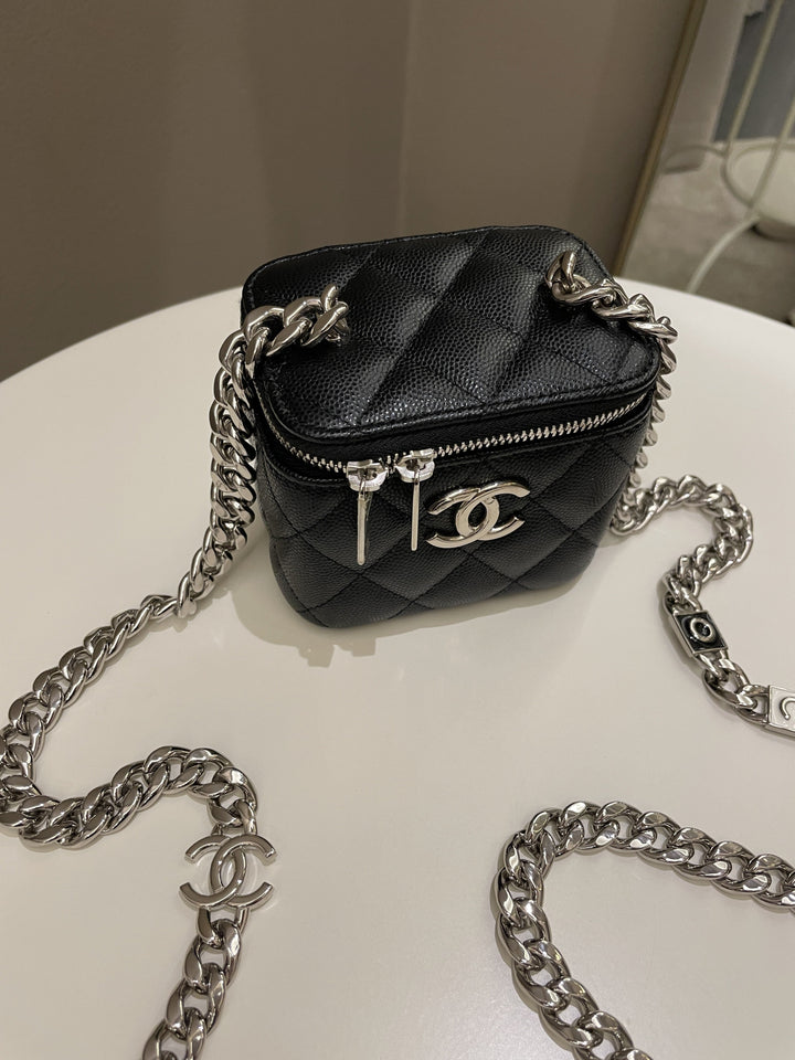 Chanel Quilted Coco Mini Vanity Cube Black Caviar