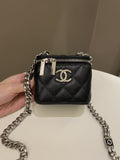 Chanel Quilted Coco Mini Vanity Cube Black Caviar
